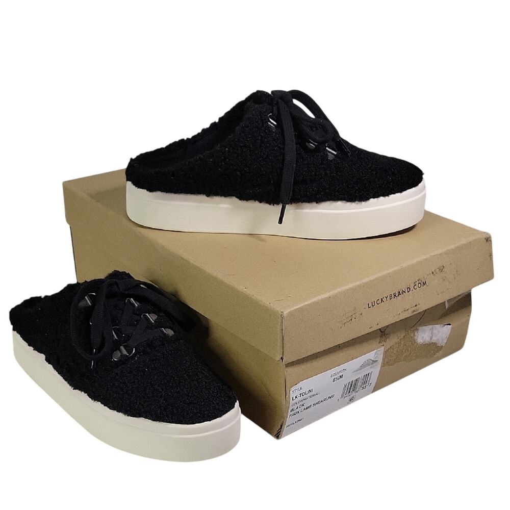 Lucky Brand Tolini Faux Fur Slip On Mule Sneakers Womens Size 6.5 NEW